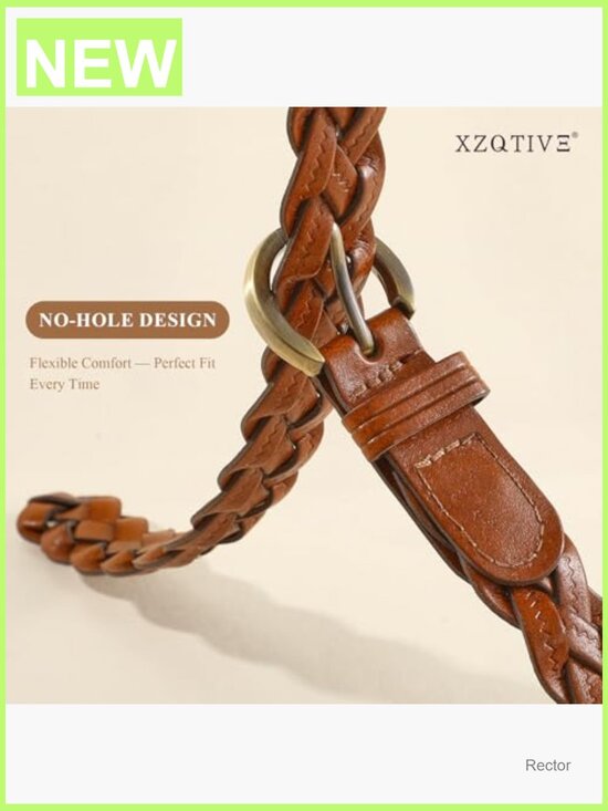 Women\'s Braided Leather Belt Skinny Woven Belt 2 Pack